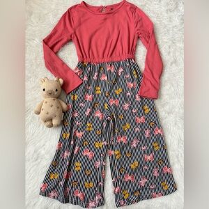 Beautiful Butterfly Print Wide Leg Girls Jumpsuit